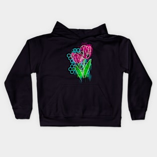 Neon Watercolor Tulip Kids Hoodie